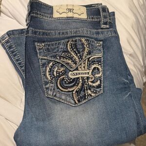 Miss Me Blue Jeans with Silver Embellishments